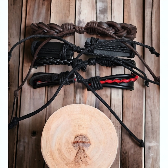 Unisex Leather Bracelet 4 Piece Set - Picture 7 of 9